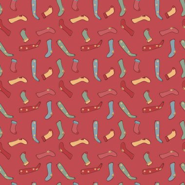 Duvar kâğıdı, gelenek, Noel kağıdı, kartpostallar ve çıkartmalar için çorap süsleriyle Noel tatili kusursuz desenleri.