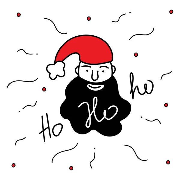 Vector Merry Christmas Hand Drawn Heads Santa Claus Elf Characters — Vetor de Stock