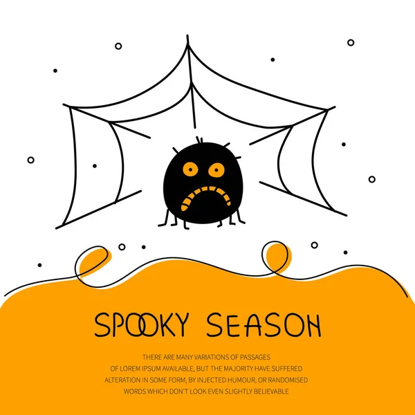 Αυτό Είναι Αποκριάτικο Ανατριχιαστικό Πόστερ Αράχνη Και Φράση Spooky Season — Διανυσματικό Αρχείο
