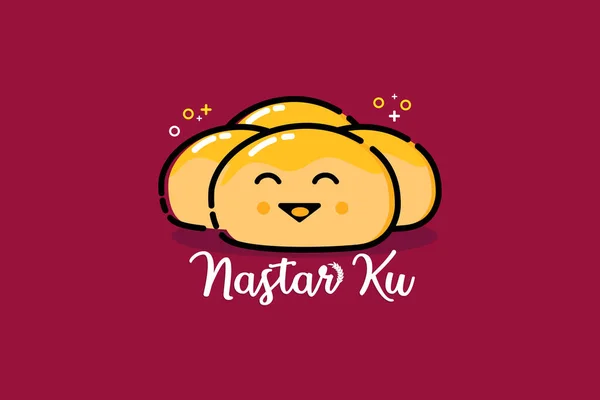 Mor arkaplandaki Nastar kek sevimli vektör karakteri simgesi. Pasta yiyecekleri logosu, kurabiye simgesi vs. için uygun.