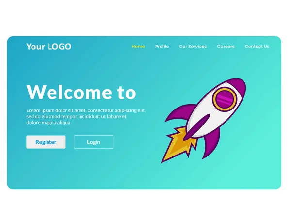 Tech Themed Landing Page Website Rocket Vector Icon — Zdjęcie stockowe