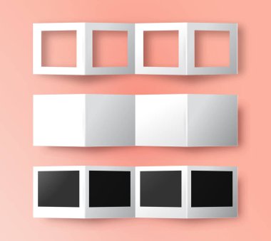 Pembe arka planda katlanmış gerçekçi kağıt şablonu. İzole edilmiş beyaz broşür boş kopya alanı ile ayarlandı.