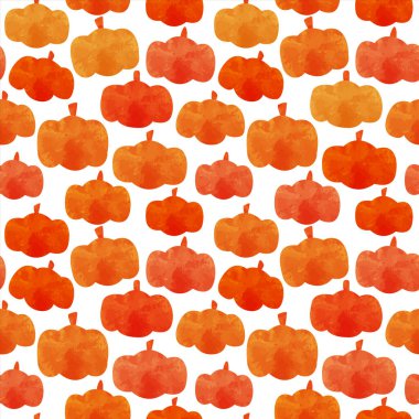 Elle çizilmiş suluboya şekilli şirin turuncu balkabağı deseni. Şükran ya da sonbahar sezonu konsepti için sebzeli güz arka planı.