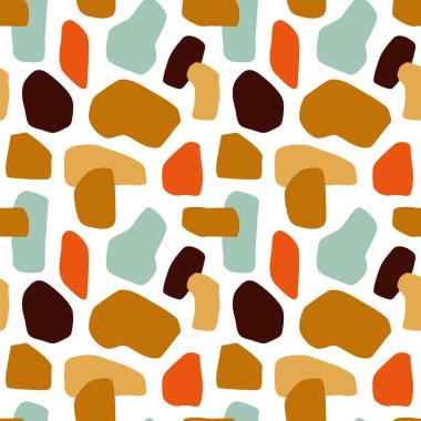 Soyut düz terrazzo şekilleri pürüzsüz desenler oluşturur. Rengarenk taş şekilli arka plan tasarımı. Terrazo kaya dekorasyon duvar kağıdı, sanatsal minimalist tasarım.