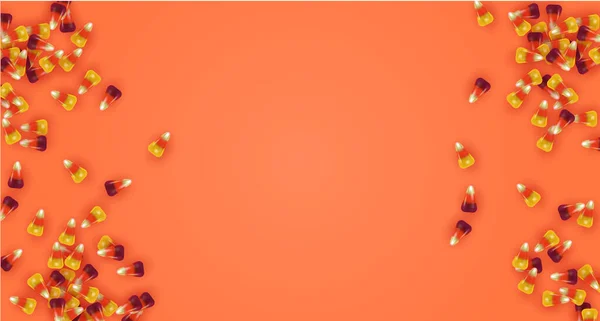 Maïs Bonbons Réaliste Sur Fond Orange Isolé Avec Espace Copie — Image vectorielle