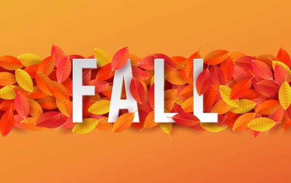 Podzimní Sezóna Pozadí Realistickým Okrajem Listů Stromů Podzimní Text Citace — Stockový vektor
