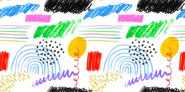 Πολύχρωμο Παιδιά Μολύβι Doodle Αδιάλειπτη Εικόνα Μοτίβο Παιδικά Ελεύθερα Scribble — Διανυσματικό Αρχείο