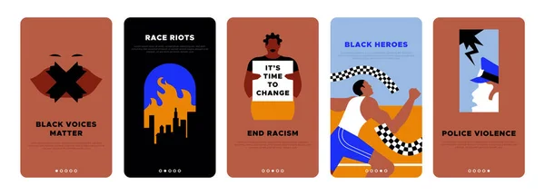 Black Lives Matter Vertical Banner Template Set Discrimination Fight International — Image vectorielle