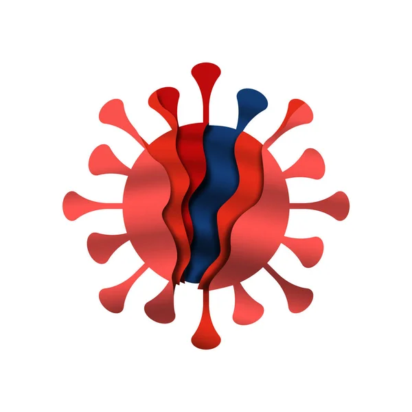 Papel Cortar Símbolo Patógeno Coronavírus Conceito Medicina Ilustração Papercut Doença — Vetor de Stock