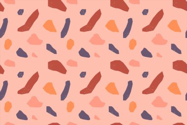 Renkli mermer kayalarla terrazzo döşeme deseni. Mozaik taşın klasik iç mimari arkaplanı. Tekstil projesi veya web arkaplanı için modaya uygun duvar kağıdı.