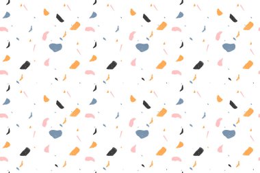 Renkli mermer kayalarla terrazzo döşeme deseni. Mozaik taşın klasik iç mimari arkaplanı. Tekstil projesi veya web arkaplanı için modaya uygun duvar kağıdı.