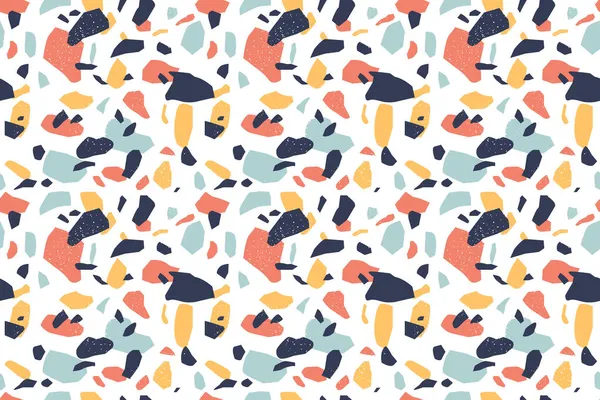Sol Terrazzo Motif Sans Couture Avec Des Roches Marbre Colorées — Image vectorielle