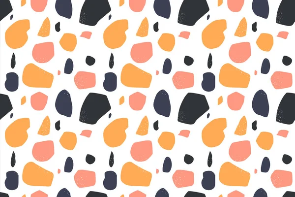 Sol Terrazzo Motif Sans Couture Avec Des Roches Marbre Colorées — Image vectorielle