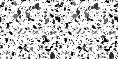 Terrazzo döşeme desenleri ve geleneksel siyah beyaz mermer kayalar. Mozaik taşın klasik iç mimari arka planı.