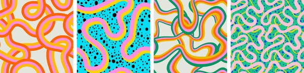 Illustration Néon Colorée Abstraite Sans Couture Dans Style Rétro Des — Image vectorielle
