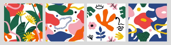 Soyut serbest matisse sanat stili dikişsiz desen koleksiyonu. Çağdaş grafik baskı arka planı doğa karalamaları ve organik kolaj dekorasyonunu şekillendirir.