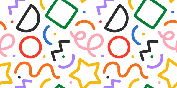 Linha Divertida Colorido Doodle Padrão Sem Costura Fundo Arte Estilo —  Vetores de Stock