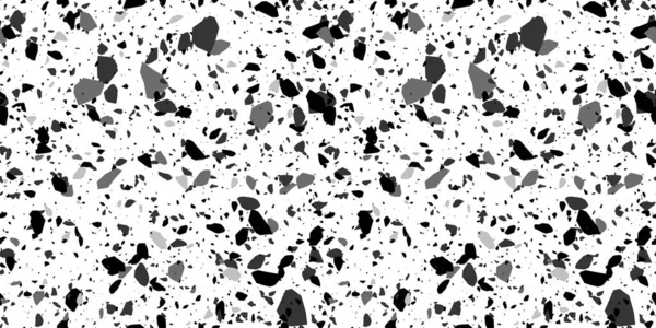 Terrazzo döşeme desenleri ve geleneksel siyah beyaz mermer kayalar. Mozaik taşın klasik iç mimari arka planı.