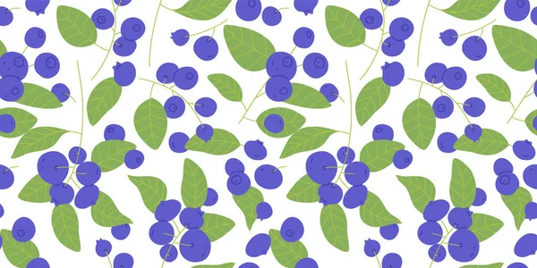 Blueberry Fruit Seamless Pattern Illustration Modern Flat Cartoon Style Natural — Stock Vector
