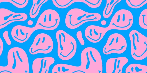 Komik eriyen gülen gülen yüz renkli çizgi film kusursuz desen. Retro psychedelic ilaç etkisi gülümseme arka plan dokusu. Moda karakter karalama duvar kâğıdı.
