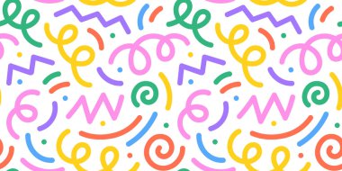 Eğlenceli renkli çizgiler, dikişsiz çizgiler. Çocuklar için yaratıcı minimalist tarz sanat geçmişi ya da temel şekilli moda tasarımı. Basit çocuksu karalama arkaplanı.