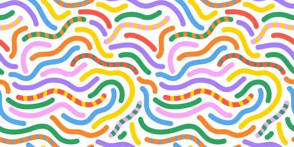 Πολύχρωμο Γραμμή Doodle Αδιάλειπτη Μοτίβο Δημιουργικό Μινιμαλιστικό Ύφος Art Background — Διανυσματικό Αρχείο