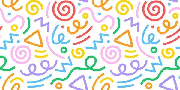 Eğlenceli renkli çizgiler, dikişsiz çizgiler. Çocuklar için yaratıcı minimalist tarz sanat geçmişi ya da temel şekilli moda tasarımı. Basit çocuksu karalama arkaplanı.