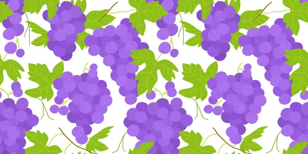 Grape Fruit Seamless Pattern Illustration Modern Flat Cartoon Style Natural — Stock Vector