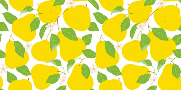 Pear Fruit Seamless Pattern Illustration Modern Flat Cartoon Style Natural — Stock Vector