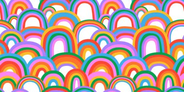 Rengarenk gökkuşağı karalamaları, pürüzsüz desenler. Çok renkli gökkuşağı çizgi filmi, komik el çizimi tarzında. LGBT sorunları veya çeşitlilik spektrum arka plan kavramı.