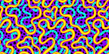 Soyut renkli baskı, 90 'lı yılların modası tarzında kusursuz desen çizimi. Yaratıcı çizgi çizimi ile modaya uygun arkaplan.