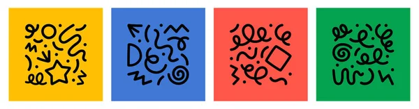 Zabawny Kolorowy Zestaw Linii Doodle Kształt Kreatywny Minimalistyczny Styl Kolekcji — Wektor stockowy