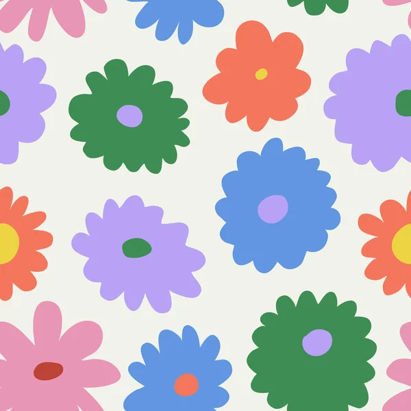 Trendy Floral Seamless Pattern Illustration Vintage 70S Style Hippie Flower — Vetor de Stock
