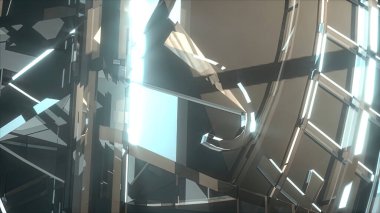 Cam geometrik şekil çizgisi bloklarının arkaplanı 3d oluşturma