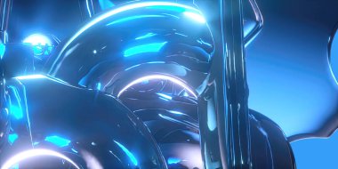 Cam geometrik şekil çizgisi bloklarının arkaplanı 3d oluşturma