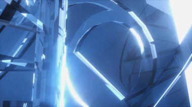 Cam geometrik şekil çizgisi bloklarının arkaplanı 3d oluşturma