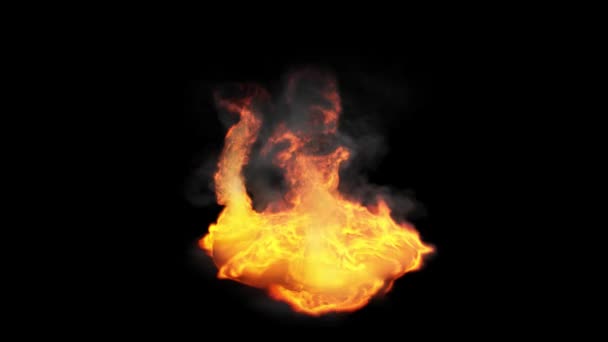 Tűz Lángok Fekete Háttér Render — Stock videók