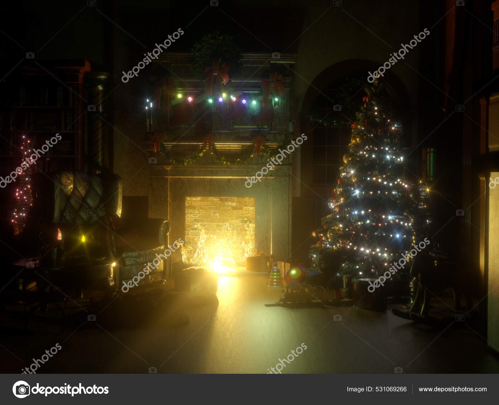 Christmas Living Room Christmas Tree Gifts Modern Classic Style