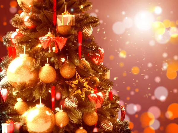 Kerstmis Nieuwjaar Glitter Bokeh Lichten Magische Vakantie Koper Abstracte Achtergrond — Stockfoto