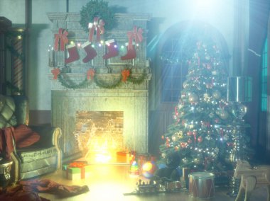 Noel odası arkaplan oluşturma 3D