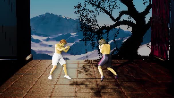 Pixel Kung Karate Harci Arcade Játék Hamis Játék Háttér — Stock videók