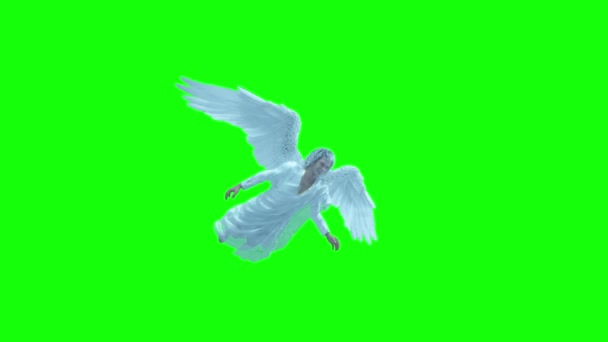 Biblický Anděl Velkými Bílými Křídly Létání Vykreslit — Stock video