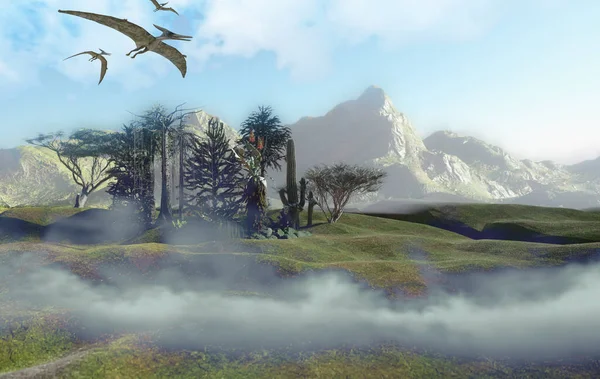 Prehistoric Forest Mesozoic Era Background Render — Stock Photo, Image