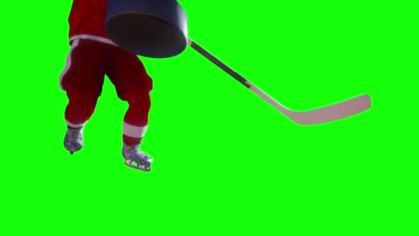 Hockeyspelare Spelar Hockey Grön Bakgrund Render — Stockvideo