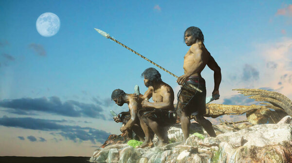 caveman tribe people's render 3d 