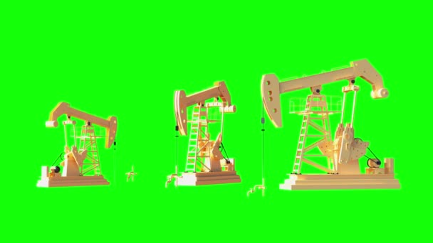 Πετρέλαιο Πεδίο Site Αντλίες Πετρελαίου Τρέχει Καθιστούν Βρόχο Πράσινο Φόντο — Αρχείο Βίντεο