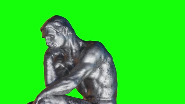 Thinker Man Concept Philosophy Learning Logic Render Green Background — стоковое видео