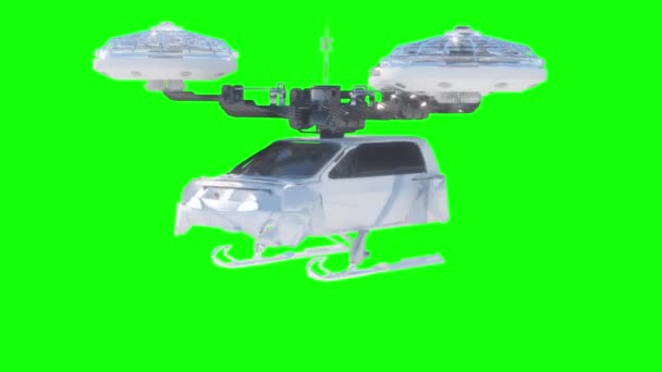 White Unmanned Passenger Drone Taxi Flying Render — Wideo stockowe