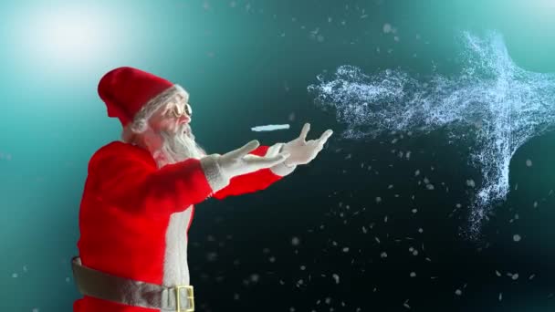 Santa Claus Foukání Sníh Vykreslování — Stock video