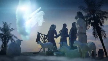 Christmas Angel announced to the shepherds the birth of Jesus birth in Bethlehem render 3d 
